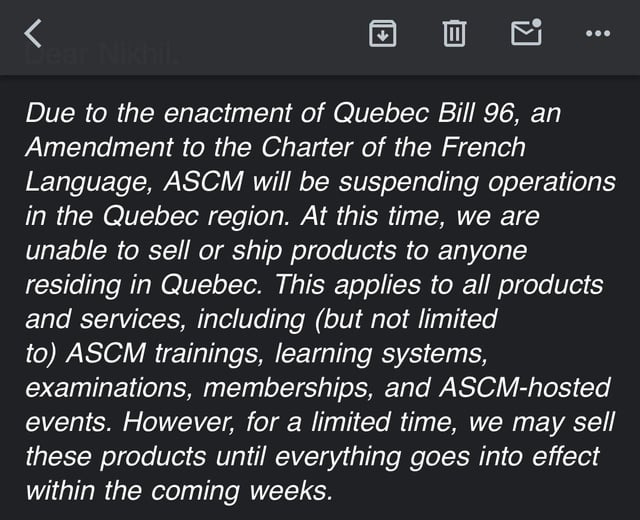 r/montreal - What does a certification exam have to do with Bill 96?